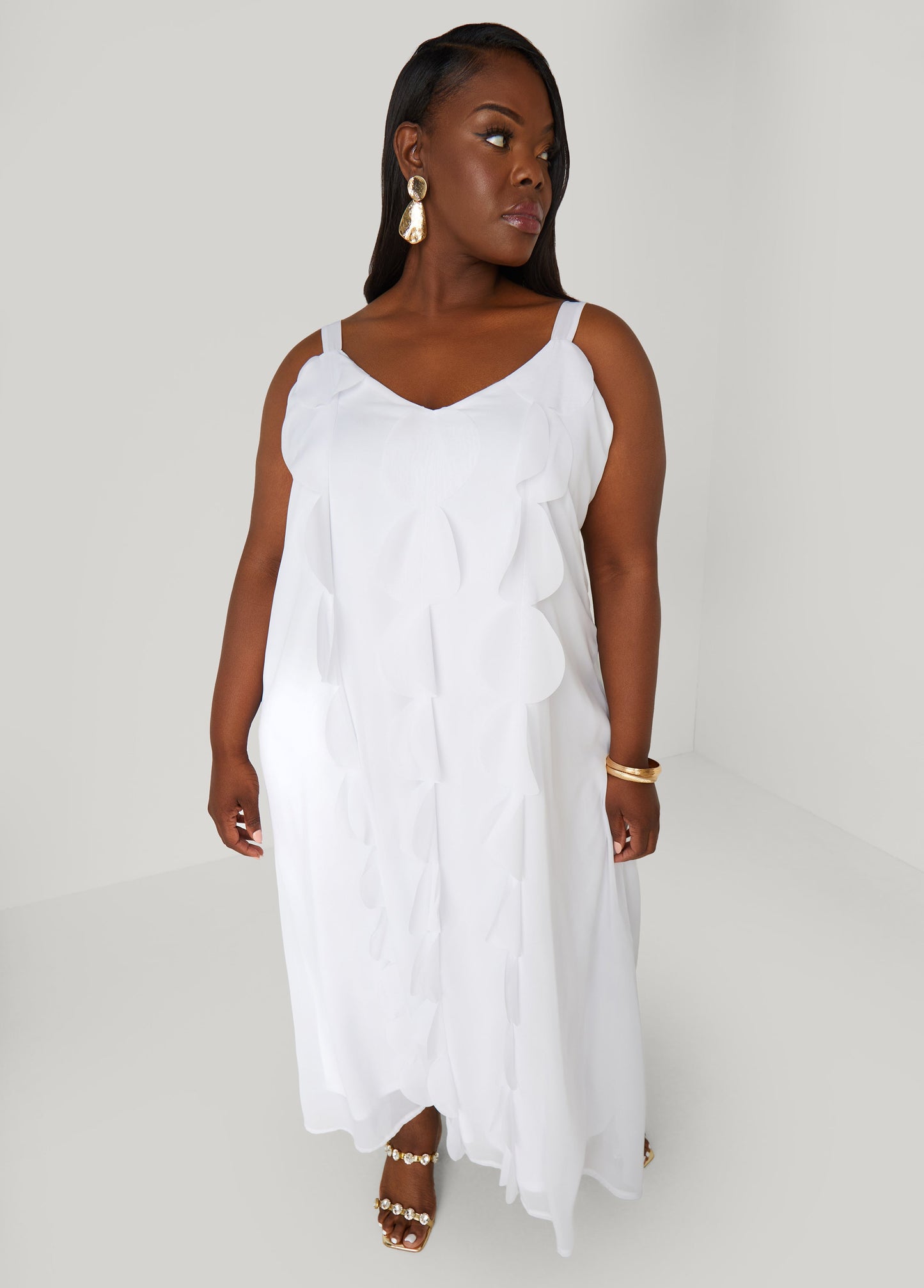 Motif Decorated Floor-Length Frock