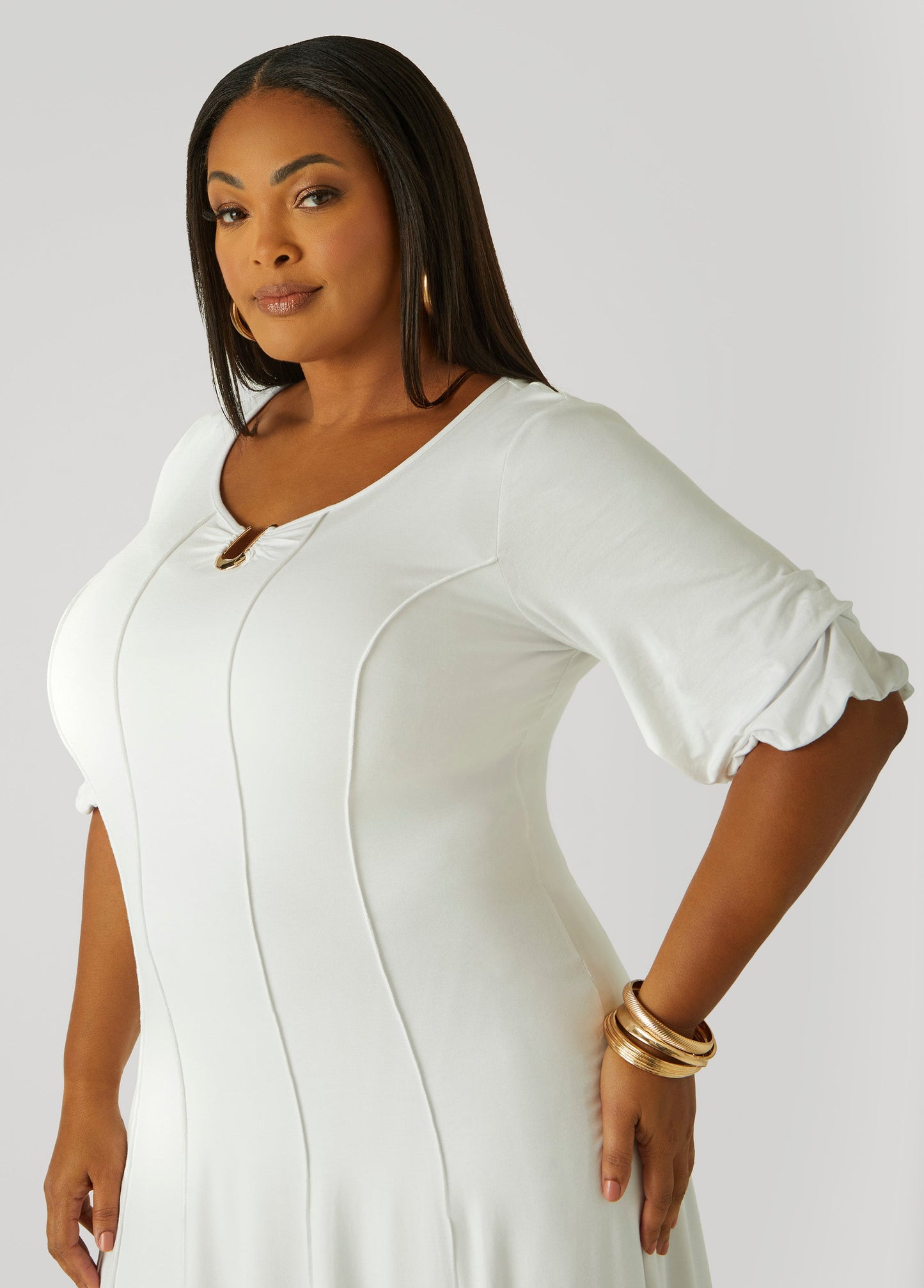 Circle Hardware Stitched Mid-Length Frock