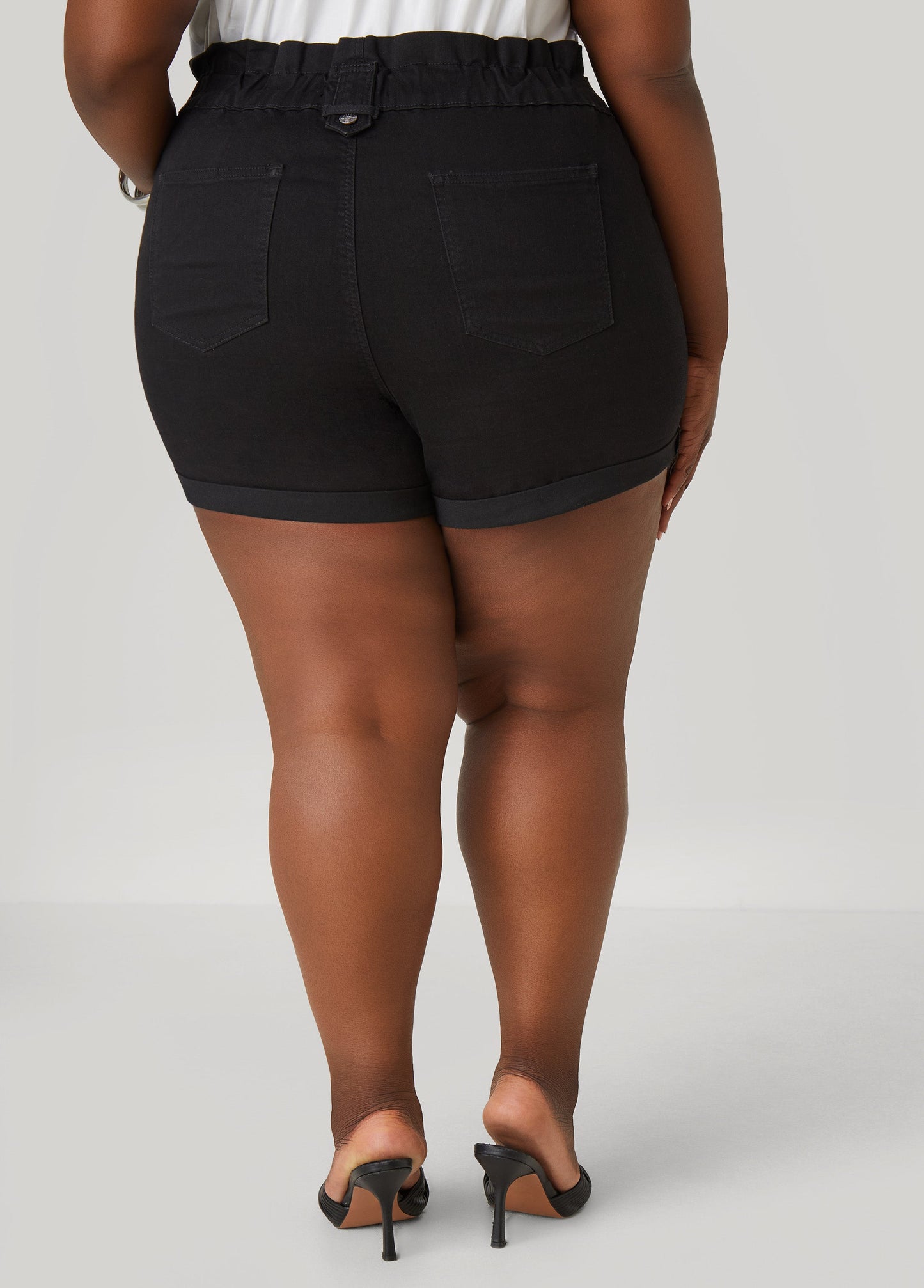Gathered Waist Jean Shorts