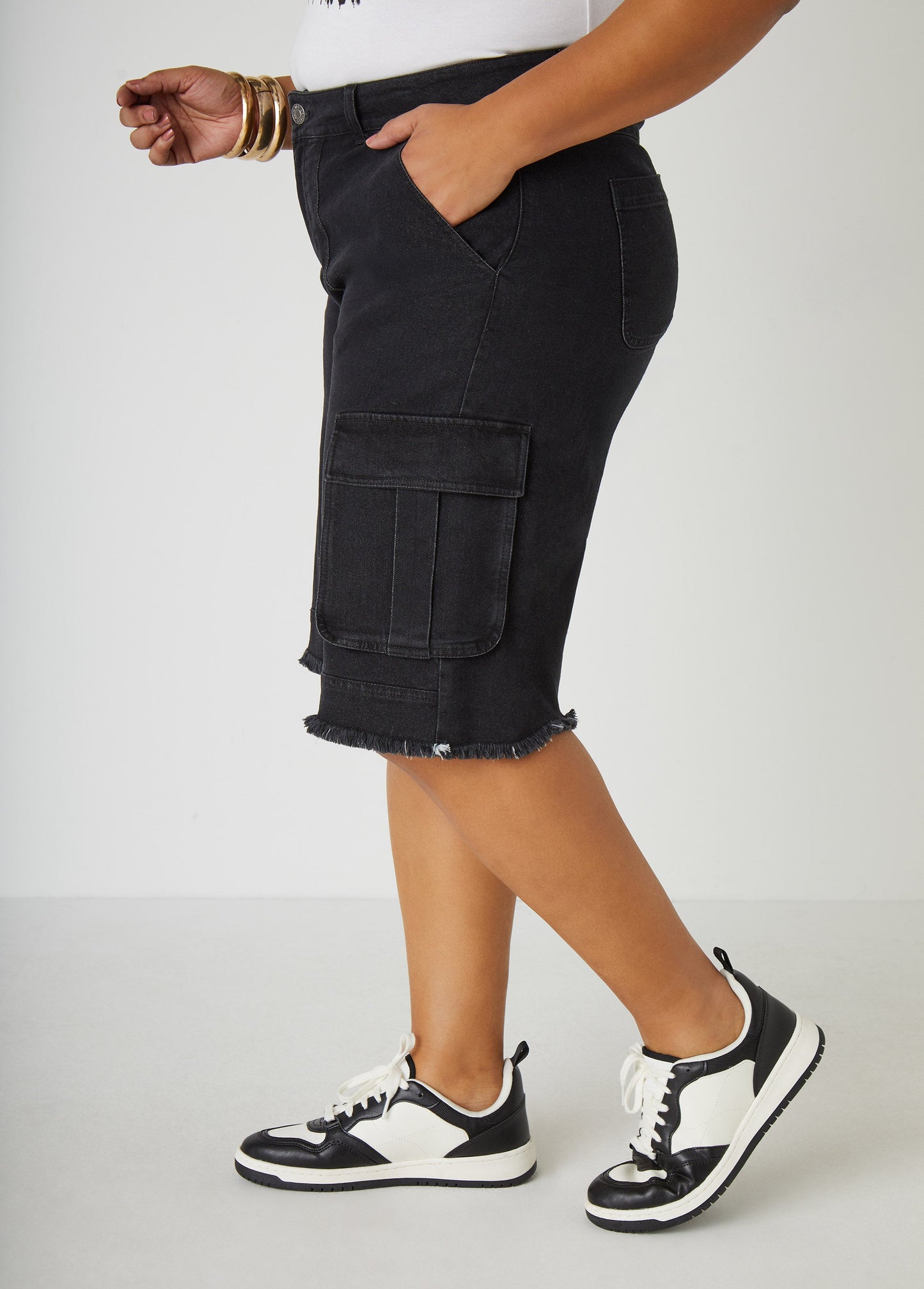 Distressed Utility Mid-Length Pants