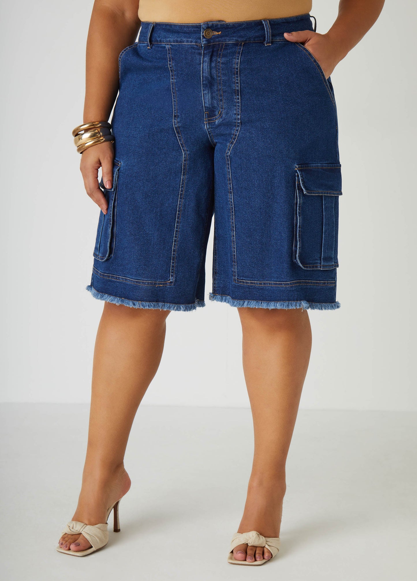 Distressed Utility Mid-Length Pants