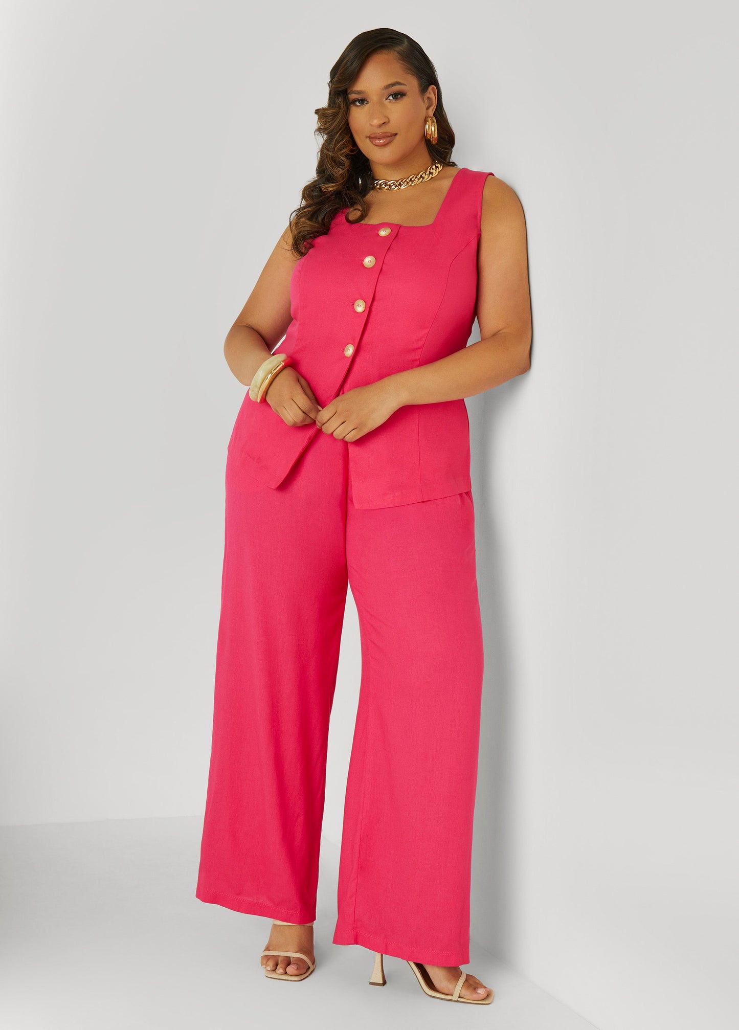 Elevated Waistline Flared Trousers