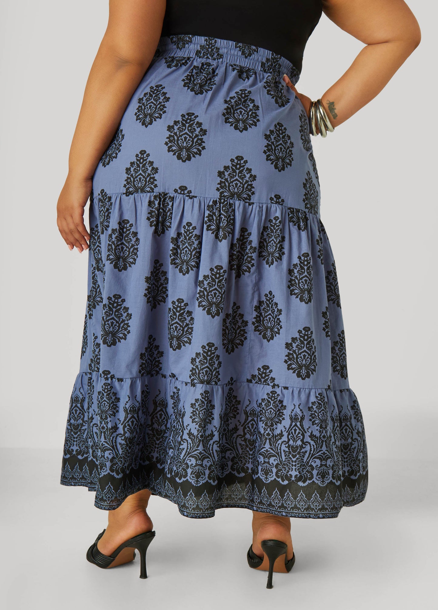 Patterned Cotton Floor-Length Skirt