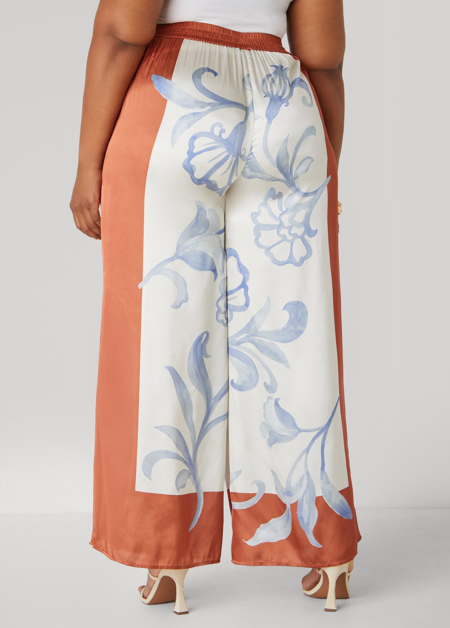 Flower Silk-Like Loose Trousers