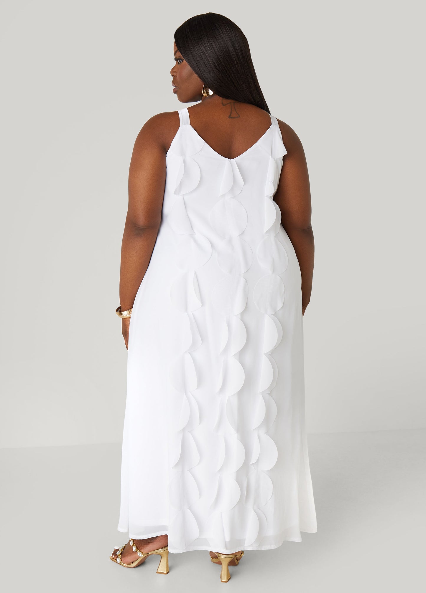 Motif Decorated Floor-Length Frock