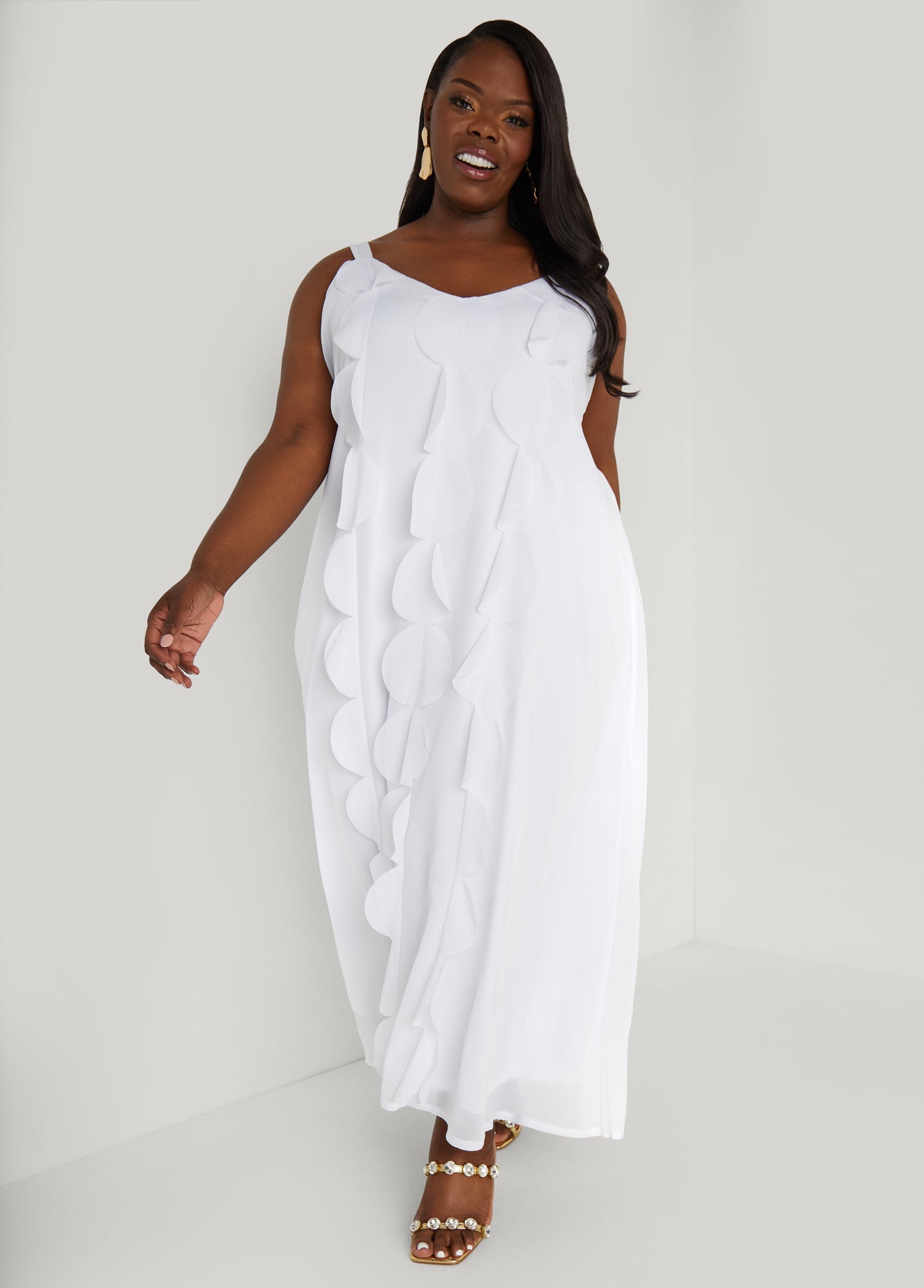 Motif Decorated Floor-Length Frock