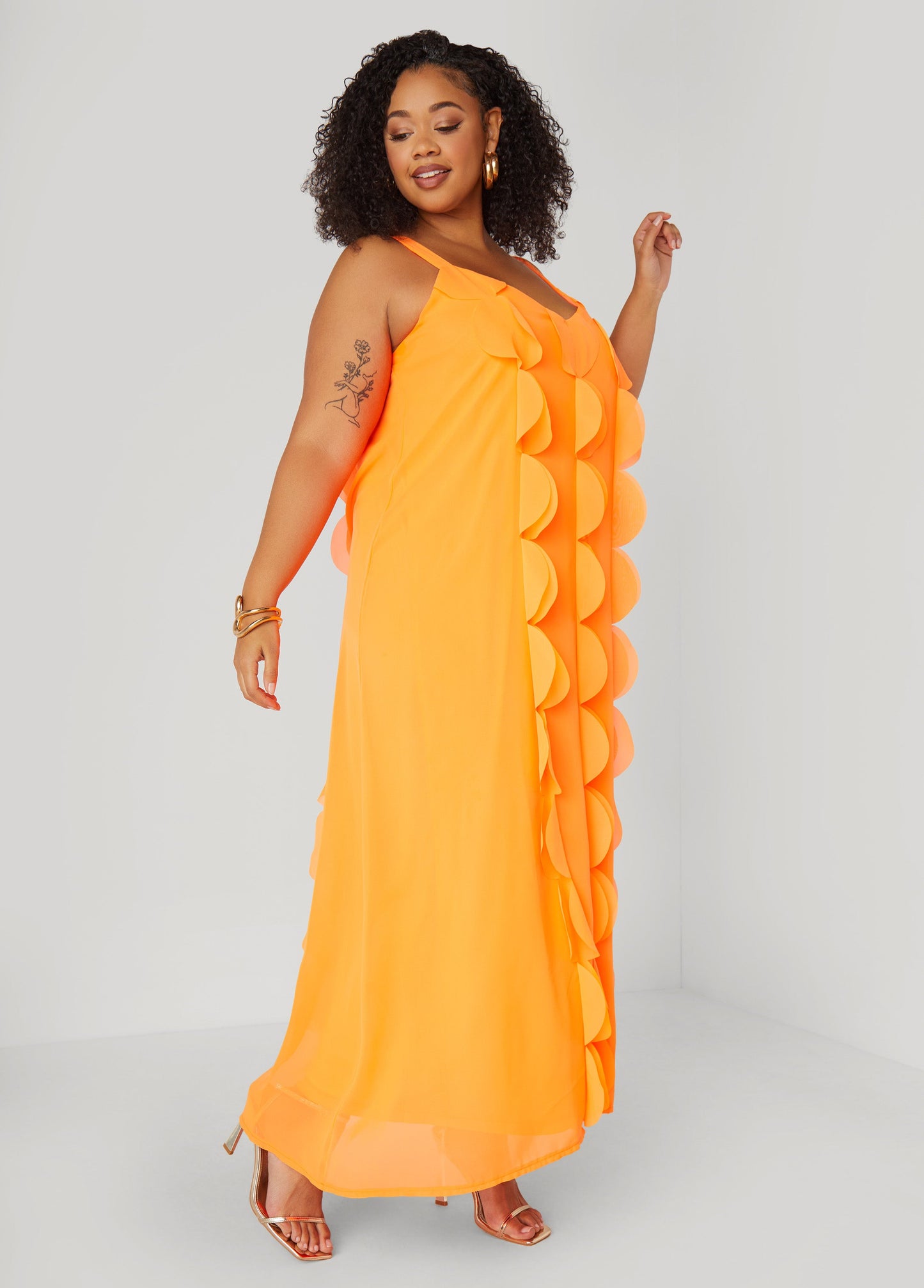 Motif Decorated Floor-Length Frock