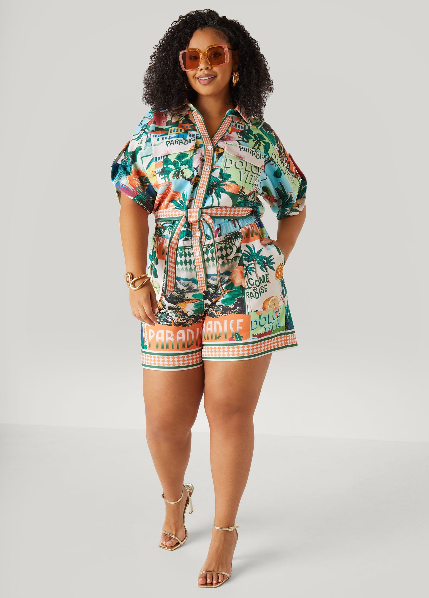 Mail Design One-Piece Shorts