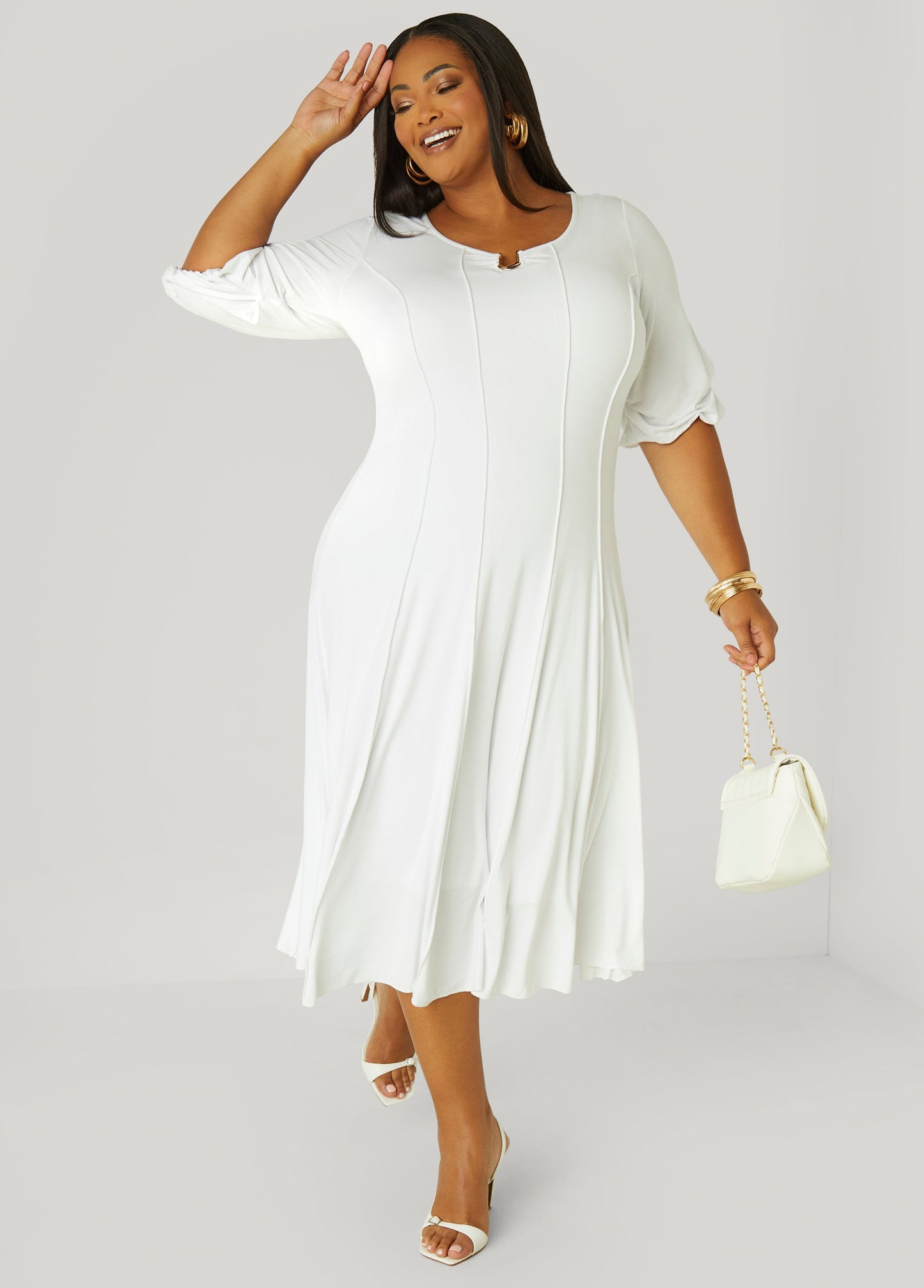 Circle Hardware Stitched Mid-Length Frock