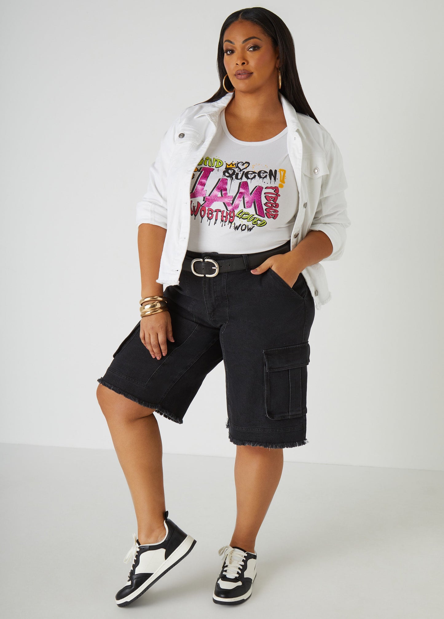 Distressed Utility Mid-Length Pants