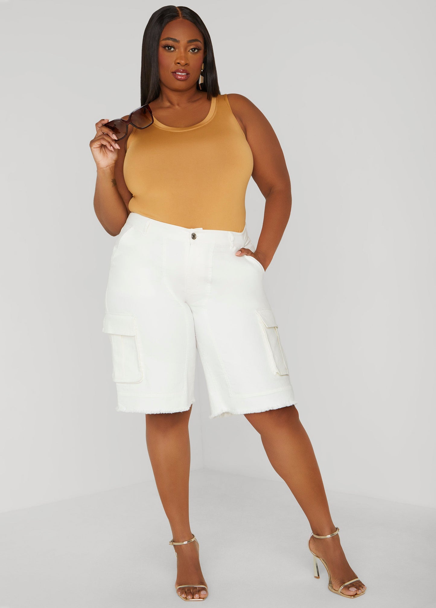 Distressed Utility Mid-Length Pants