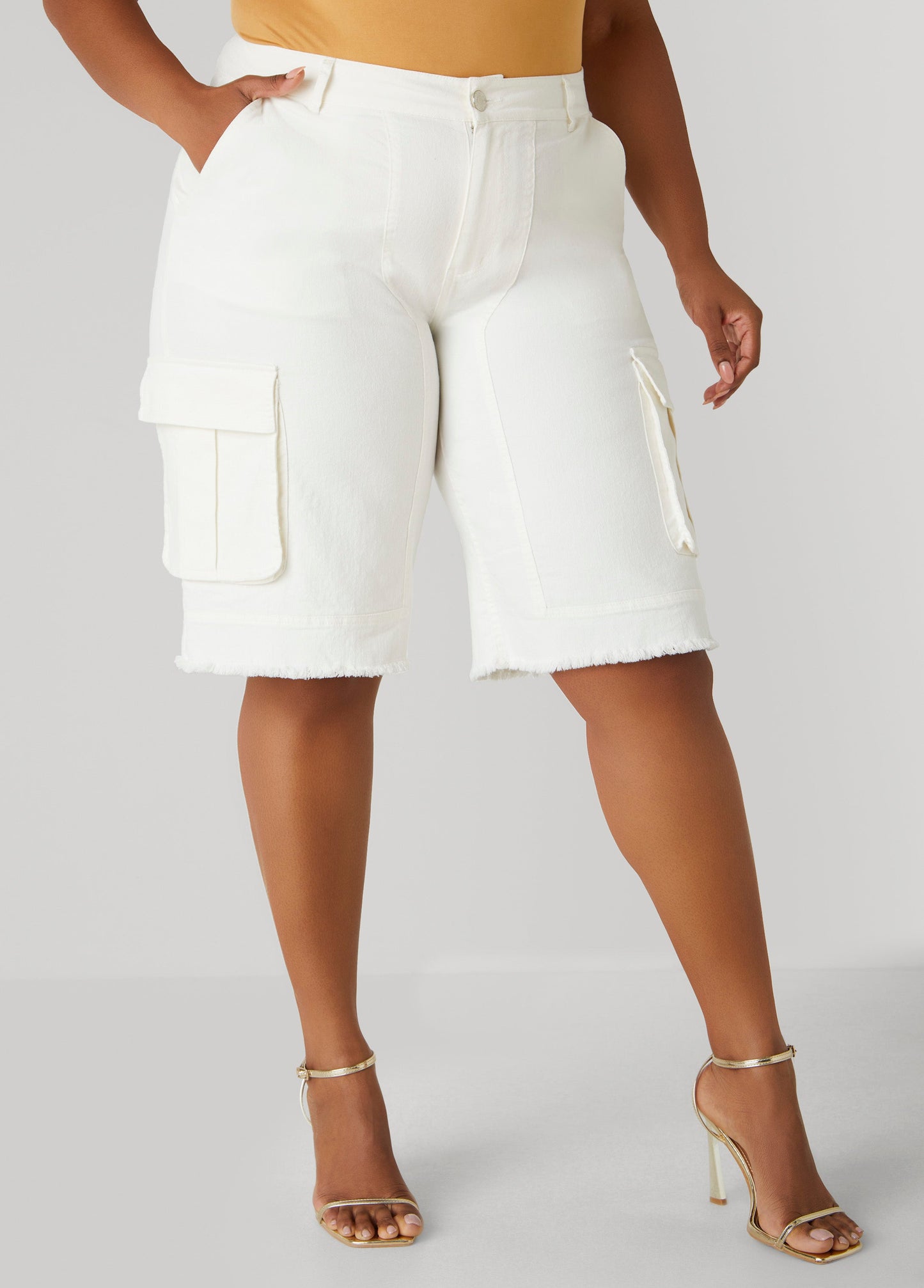Distressed Utility Mid-Length Pants
