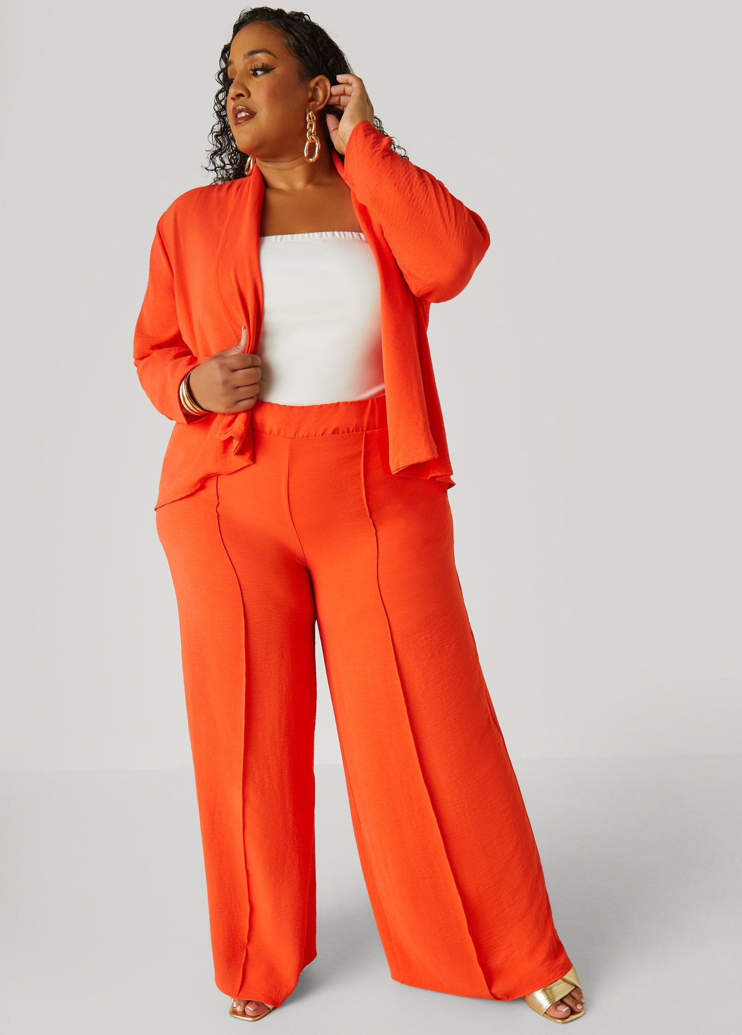 Stitched Ribbed Loose Trousers