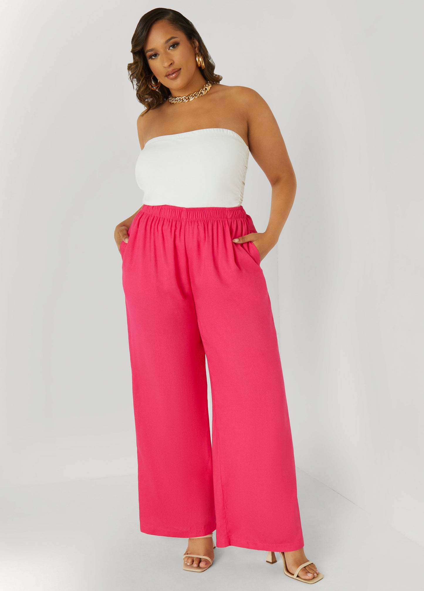 Elevated Waistline Flared Trousers