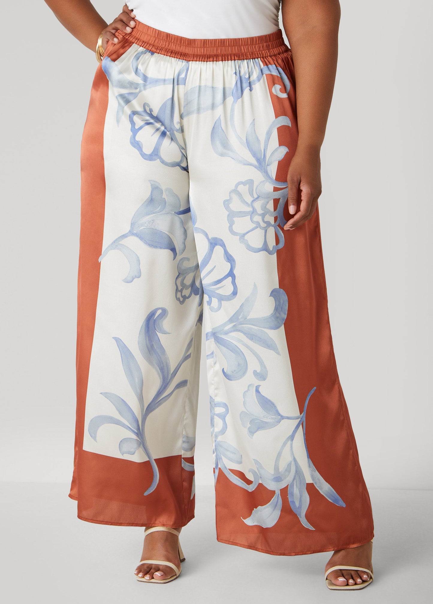 Flower Silk-Like Loose Trousers