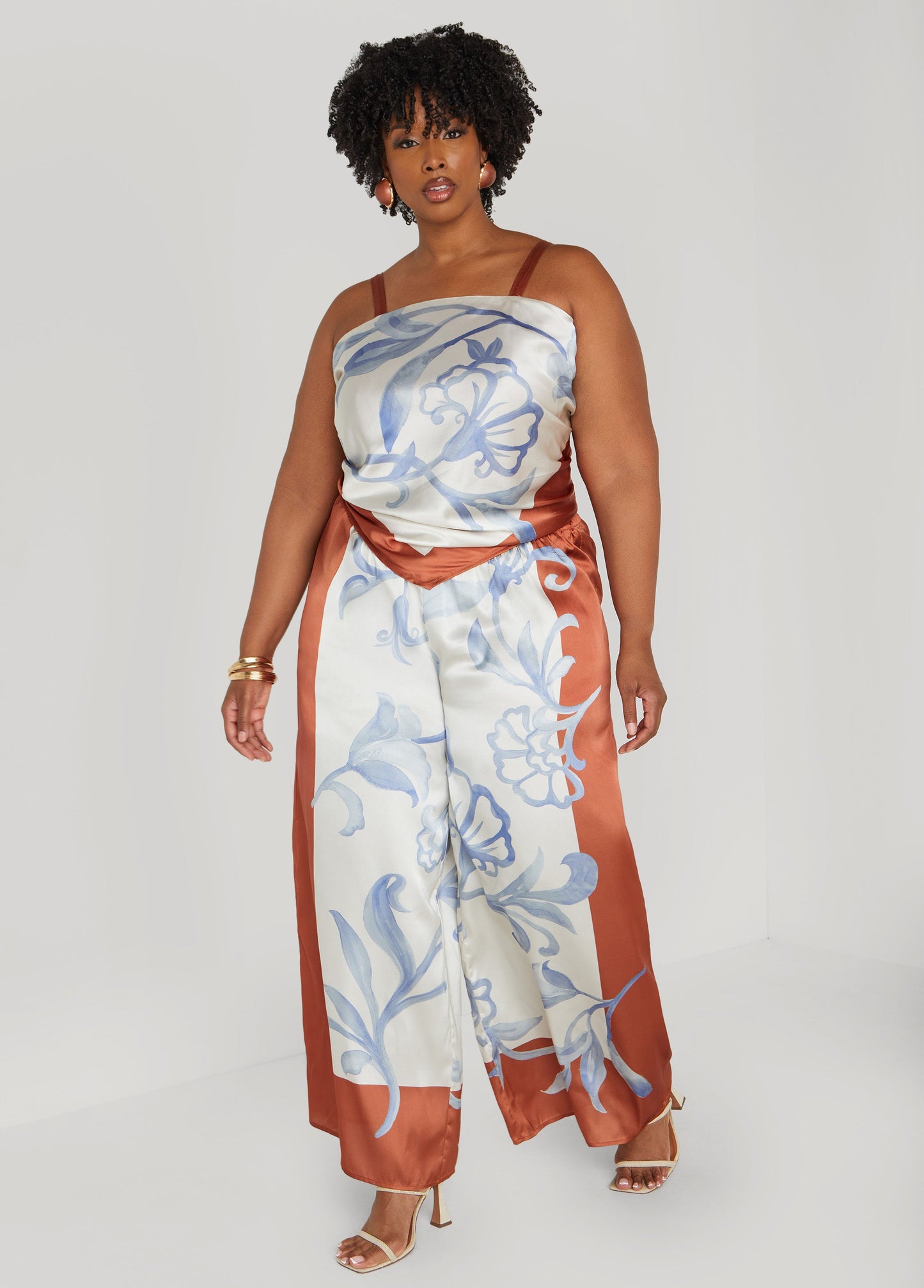 Flower Silk-Like Loose Trousers