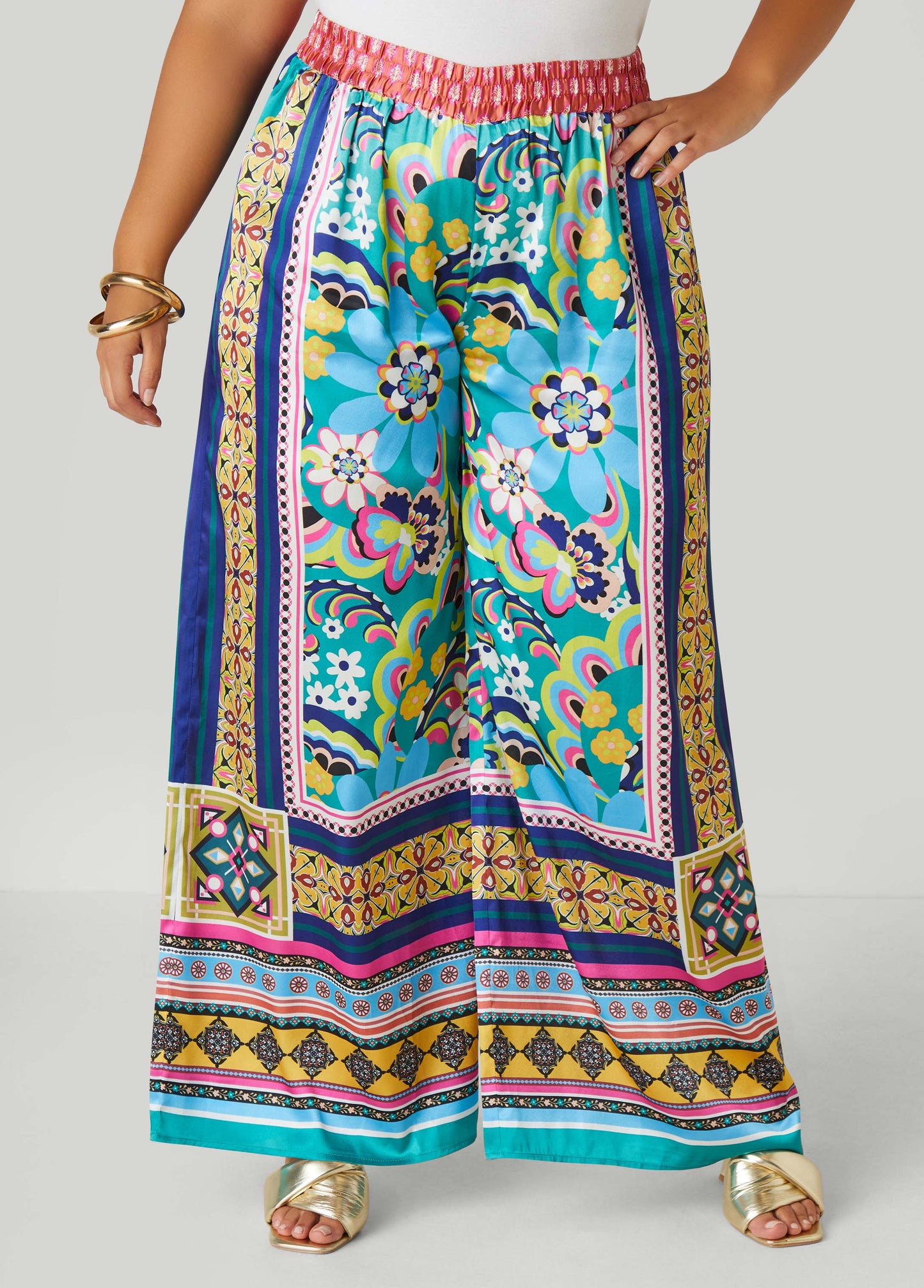Bandana Silk-Like Flowing Trousers