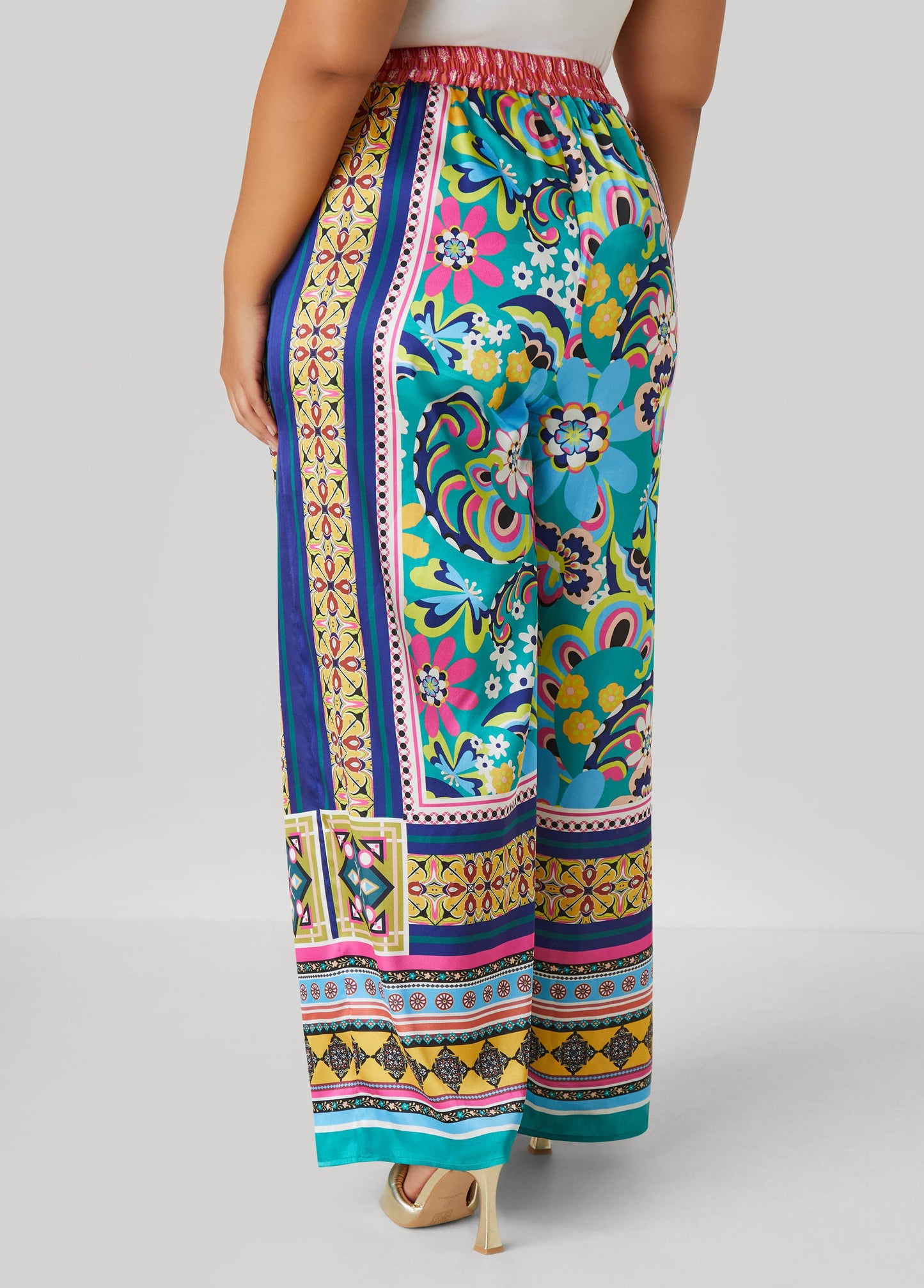 Bandana Silk-Like Flowing Trousers
